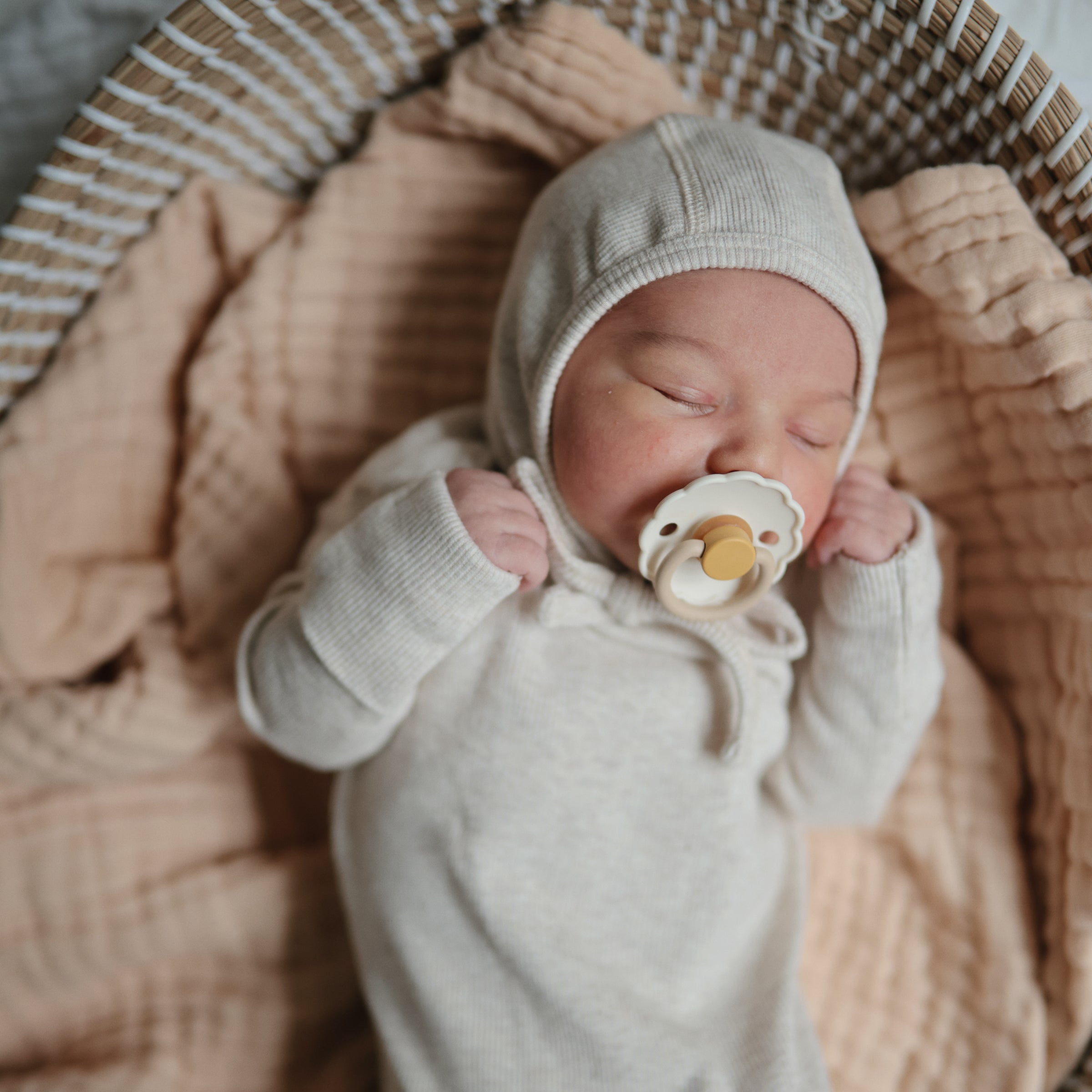 Image of Ribbed Baby Bonnet